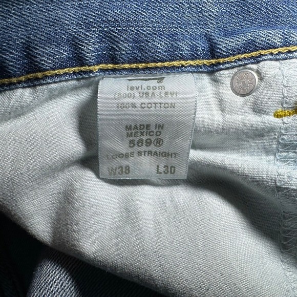 Mens Levi's 569 jeans 38 x 30 - Loose Straight Blue Denim Medium Wash Relax Fit - Picture 6 of 9